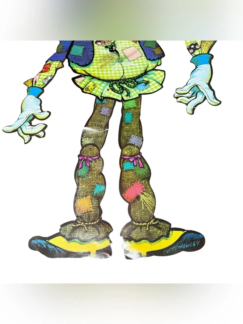 Vintage Halloween 50” Pumpkin Scarecrow Jointed Paper Posable Decoration Diecut
